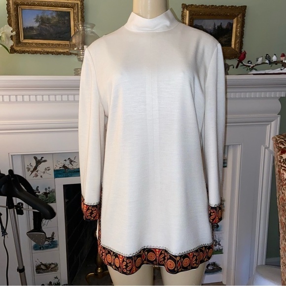 VINTAGE Designer Karla Drabsch 1960s tunic has tapestry trim and is fully lined. - Picture 1 of 14